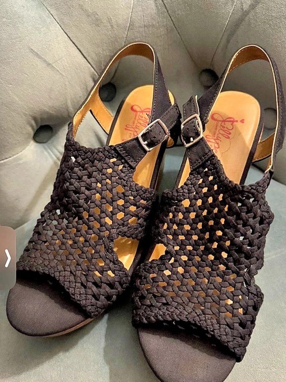 Jellypop Woven Wedge Sandals in Navy & Brown US 10 M